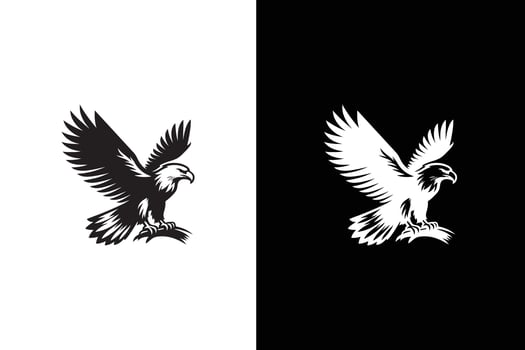 Eagle icon silhouette illustration. American eagle in flight. illustration black white vector