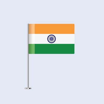 Isolated India Table Flag on Pole, Indian Flag Design for Print and Web vector