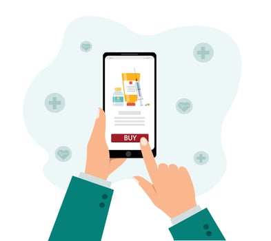 Purchase of medicines through an online store. vector