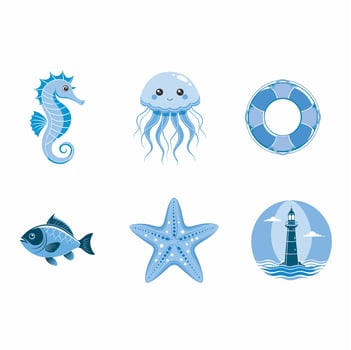 icons sea creatures vector