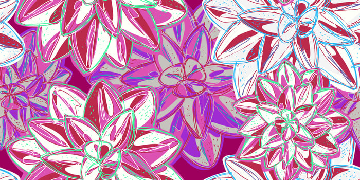 a pattern with pink and purple flowers vector