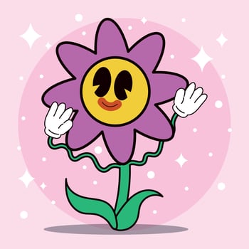 Flower groovy cartoon character vector