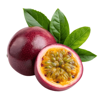Passion fruit on a transparent background, one of the fruits is cut in half png