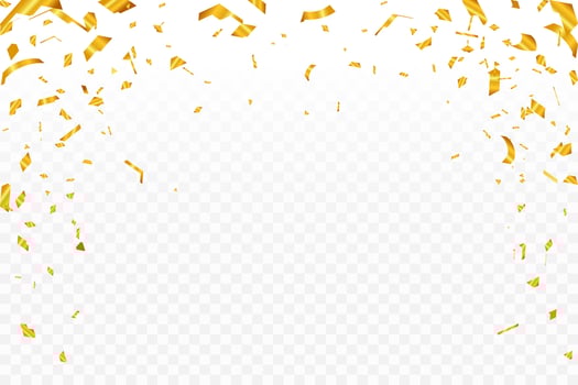 Falling gold confetti seamless background. Holiday design elements. Confetti illustration vector