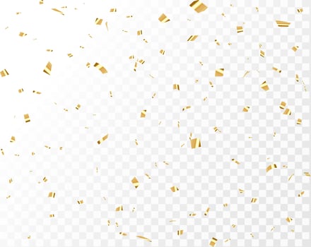 Luxury confetti flying for celebration party banner. Falling shiny golden confetti isolated on white background. vector
