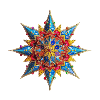 Intricately Designed Multicolored Star with Gems png