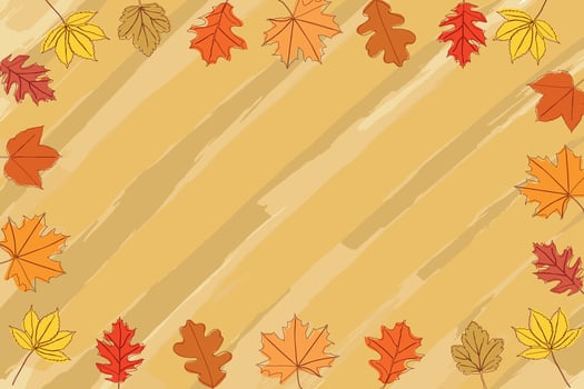 Autumn frame with leaves of different trees. Sketch, doodle, design elements. illustration. vector