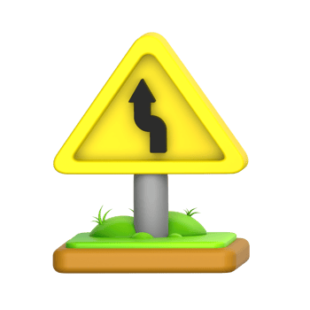 Reverse turn left Sign 3D Icon png