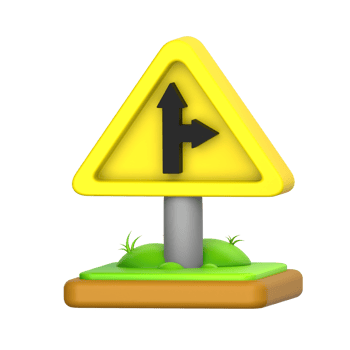 right Intersection Sign 3D Icon png
