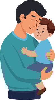 Illustration of a Father Hugging His Son While Wearing His Shirt vector