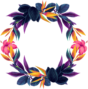 Vibrant Orchid Flora Watercolor Wreath Illustration png
