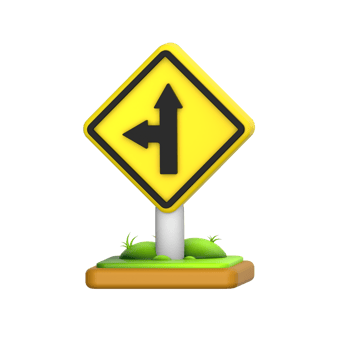 Left Intersection Sign 3D Icon png