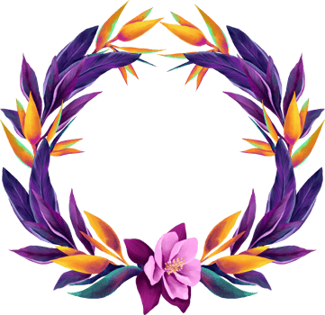 Vibrant Orchid Flora Watercolor Wreath Illustration png