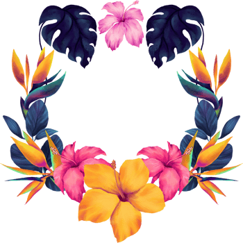 Vibrant Orchid Flora Watercolor Wreath Illustration png