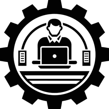 Tech Services Logo illustration black and white vector