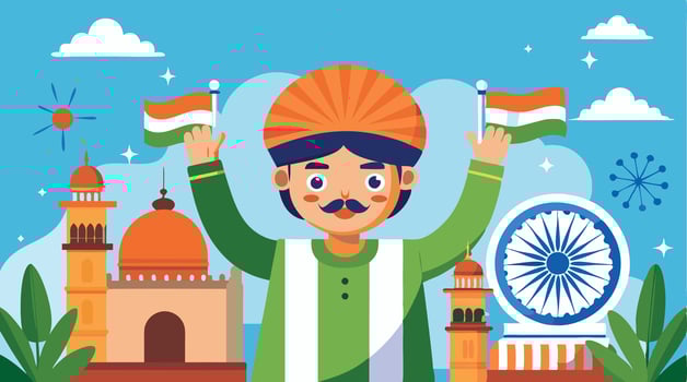 Indian Tricolor flag illustration for Independence Day 15th August Happy Independence Day of India vector