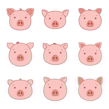 Cute pig head clipart design illustration vector