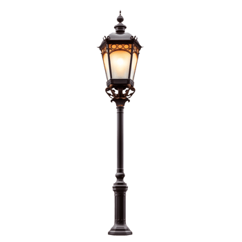 park lantern lights isolated on transparent. Vintage lamp post isolated on transparent png