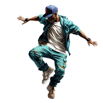 black Hip hop dancer. African American man hip hop dancer. isolated on transparent png