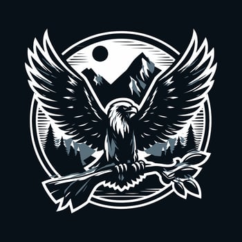 An eagle with wings and branches on a dark background vector