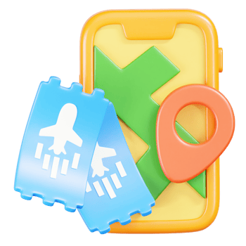 Online Ticket Traveling 3D Illustration png