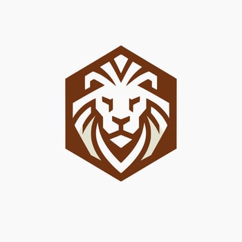 lion head wild animal hexagonal logo illustration template design vector