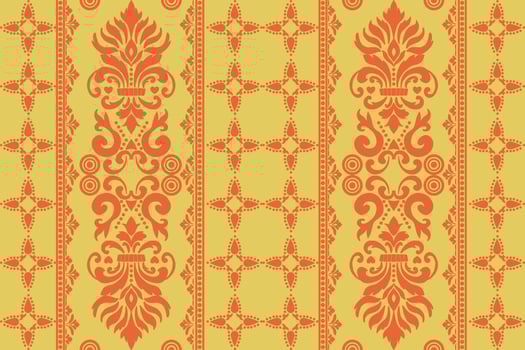 geometric pattern, traditional red, yellow design for background, carpet, wallpaper, clothing, wrapping, batik, fabric, embroidery pattern. vector