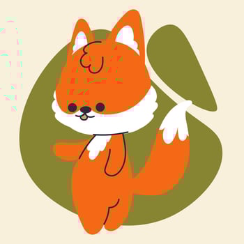 Cute kawaii fox in cartoon, flat, doodle, simple style. Design element for posters, postcards, greeting cards, wallpapers, children's clothes, fabrics, t-shirts, logos, cover vector