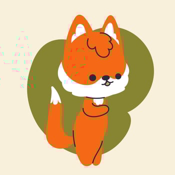 Cute kawaii fox in cartoon, flat, doodle, simple style. Design element for posters, postcards, greeting cards, wallpapers, children's clothes, fabrics, t-shirts, logos, cover vector