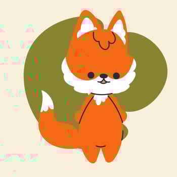 Cute kawaii fox in cartoon, flat, doodle, simple style. Design element for posters, postcards, greeting cards, wallpapers, children's clothes, fabrics, t-shirts, logos, cover vector