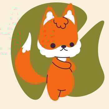 Cute kawaii fox in cartoon, flat, doodle, simple style. Design element for posters, postcards, greeting cards, wallpapers, children's clothes, fabrics, t-shirts, logos, cover vector