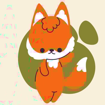 Cute kawaii fox in cartoon, flat, doodle, simple style. Design element for posters, postcards, greeting cards, wallpapers, children's clothes, fabrics, t-shirts, logos, cover vector