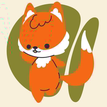 Cute kawaii fox in cartoon, flat, doodle, simple style. Design element for posters, postcards, greeting cards, wallpapers, children's clothes, fabrics, t-shirts, logos, cover vector