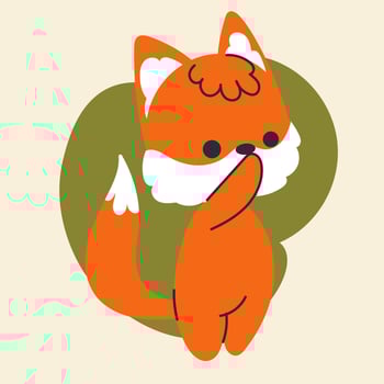 Cute kawaii fox in cartoon, flat, doodle, simple style. Design element for posters, postcards, greeting cards, wallpapers, children's clothes, fabrics, t-shirts, logos, cover vector
