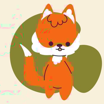 Cute kawaii fox in cartoon, flat, doodle, simple style. Design element for posters, postcards, greeting cards, wallpapers, children's clothes, fabrics, t-shirts, logos, cover vector