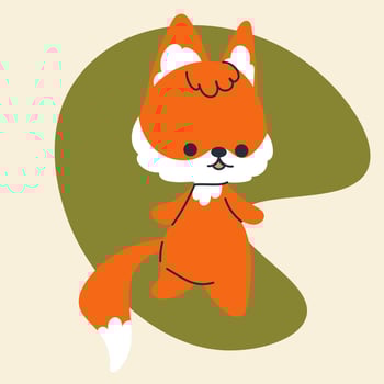 Cute kawaii fox in cartoon, flat, doodle, simple style. Design element for posters, postcards, greeting cards, wallpapers, children's clothes, fabrics, t-shirts, logos, cover vector