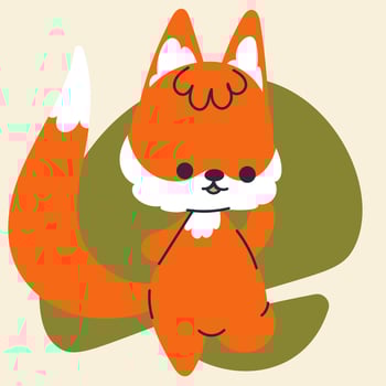 Cute kawaii fox in cartoon, flat, doodle, simple style. Design element for posters, postcards, greeting cards, wallpapers, children's clothes, fabrics, t-shirts, logos, cover vector