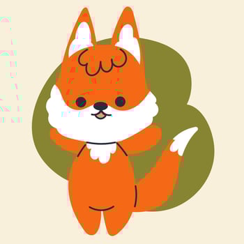 Cute kawaii fox in cartoon, flat, doodle, simple style. Design element for posters, postcards, greeting cards, wallpapers, children's clothes, fabrics, t-shirts, logos, cover vector