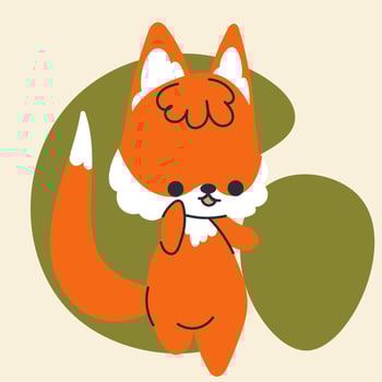 Cute kawaii fox in cartoon, flat, doodle, simple style. Design element for posters, postcards, greeting cards, wallpapers, children's clothes, fabrics, t-shirts, logos, cover vector