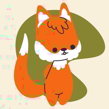 Cute kawaii fox in cartoon, flat, doodle, simple style. Design element for posters, postcards, greeting cards, wallpapers, children's clothes, fabrics, t-shirts, logos, cover vector