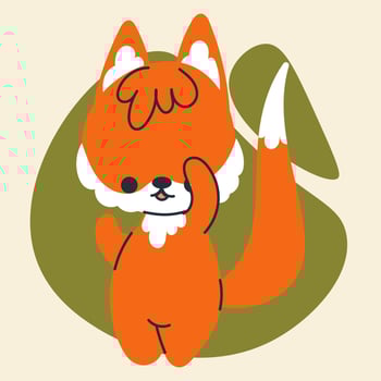 Cute kawaii fox in cartoon, flat, doodle, simple style. Design element for posters, postcards, greeting cards, wallpapers, children's clothes, fabrics, t-shirts, logos, cover vector