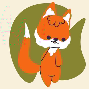 Cute kawaii fox in cartoon, flat, doodle, simple style. Design element for posters, postcards, greeting cards, wallpapers, children's clothes, fabrics, t-shirts, logos, cover vector