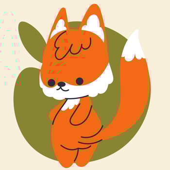 Cute kawaii fox in cartoon, flat, doodle, simple style. Design element for posters, postcards, greeting cards, wallpapers, children's clothes, fabrics, t-shirts, logos, cover vector