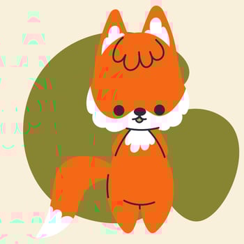Cute kawaii fox in cartoon, flat, doodle, simple style. Design element for posters, postcards, greeting cards, wallpapers, children's clothes, fabrics, t-shirts, logos, cover vector
