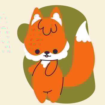 Cute kawaii fox in cartoon, flat, doodle, simple style. Design element for posters, postcards, greeting cards, wallpapers, children's clothes, fabrics, t-shirts, logos, cover vector