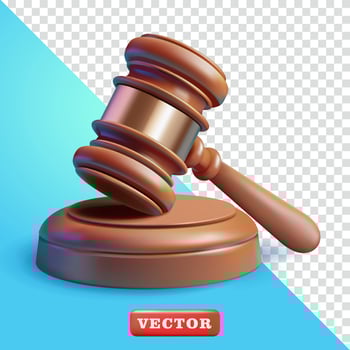 Law gavel, 3d. Suitable for law, business and design elements vector