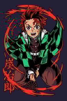 Tanjiro Sun Breathing demon slayer vector
