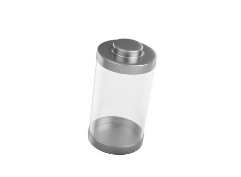 3d Abstract Transparent Empty Glass Battery With Metal Caps 3d Illustration png