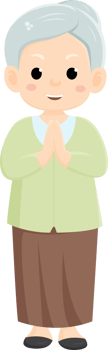 grandmother is in a prayerful pose with her hands together. character design png