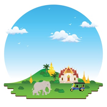 thai culture view sky background border illustration design vector
